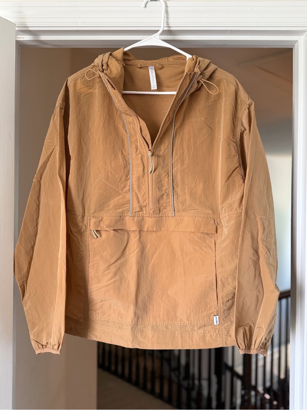 Fabletics Shimmer Hiking Jacket Quicksand Tan Anorak Pullover Size M